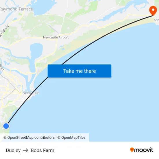 Dudley to Bobs Farm map