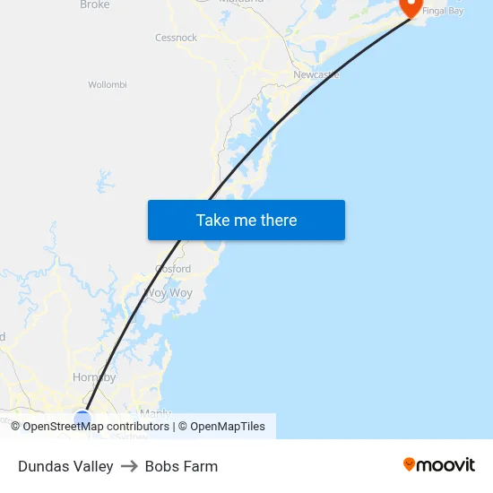 Dundas Valley to Bobs Farm map