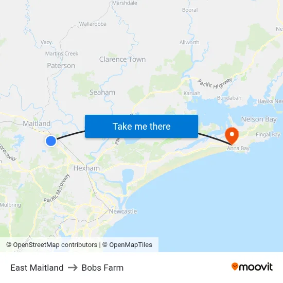 East Maitland to Bobs Farm map