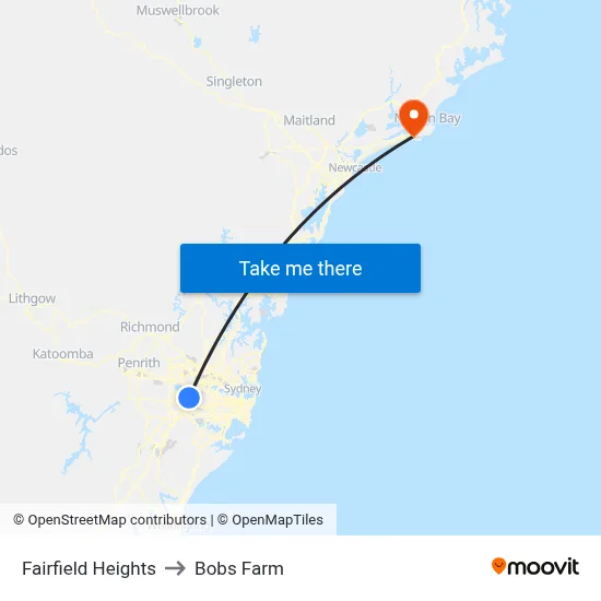 Fairfield Heights to Bobs Farm map