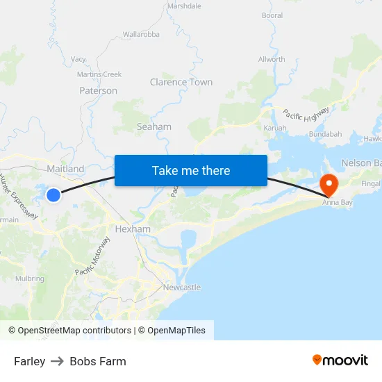 Farley to Bobs Farm map
