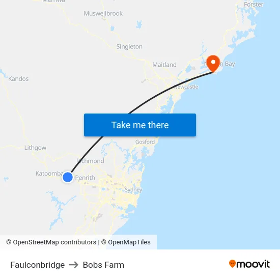 Faulconbridge to Bobs Farm map