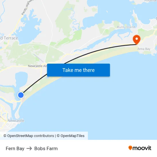 Fern Bay to Bobs Farm map