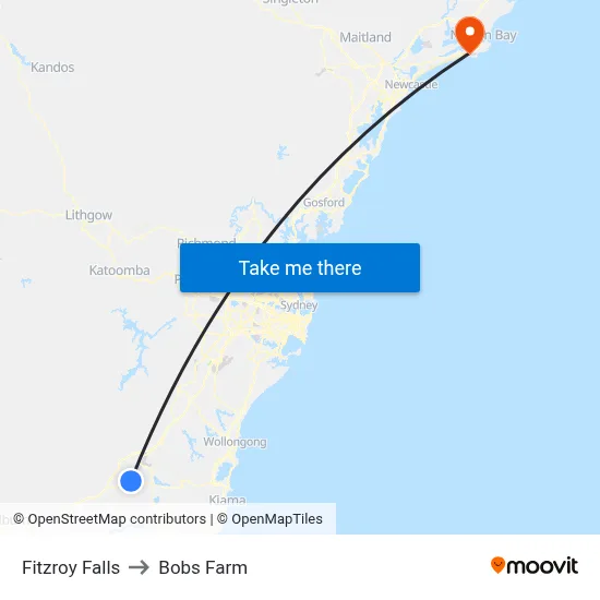 Fitzroy Falls to Bobs Farm map