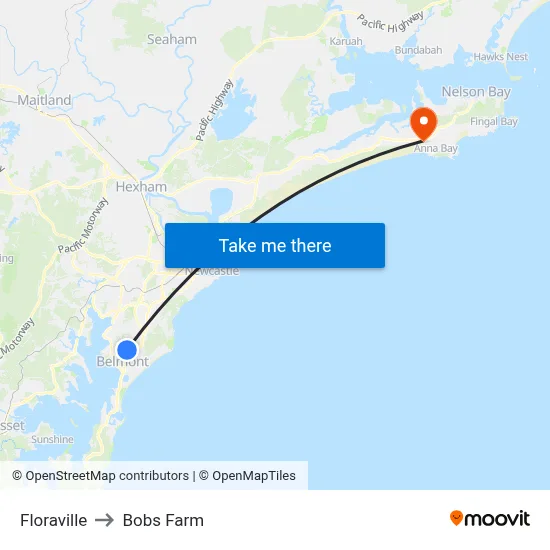 Floraville to Bobs Farm map