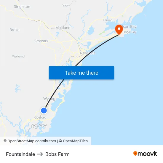 Fountaindale to Bobs Farm map