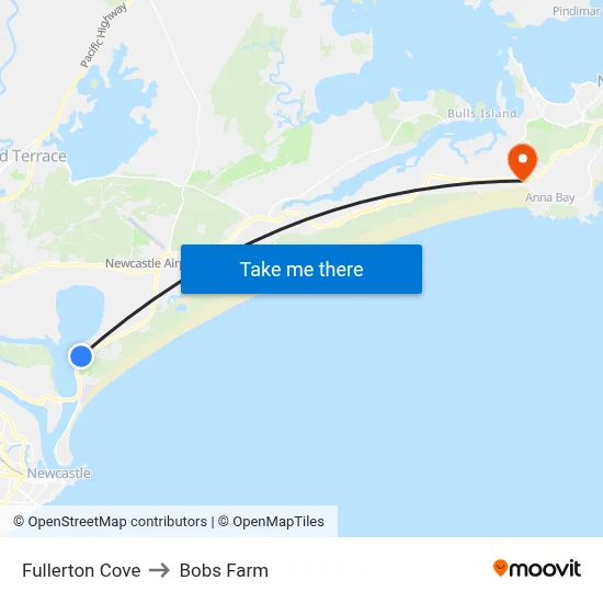 Fullerton Cove to Bobs Farm map