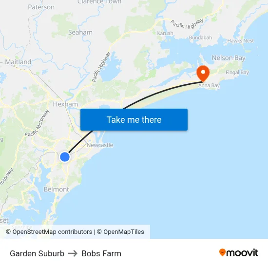 Garden Suburb to Bobs Farm map