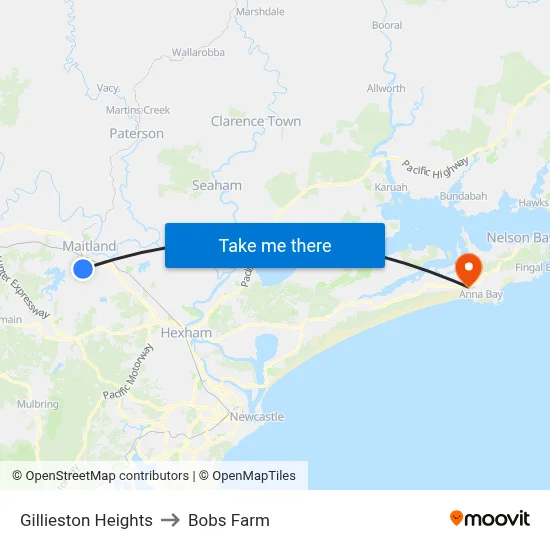 Gillieston Heights to Bobs Farm map