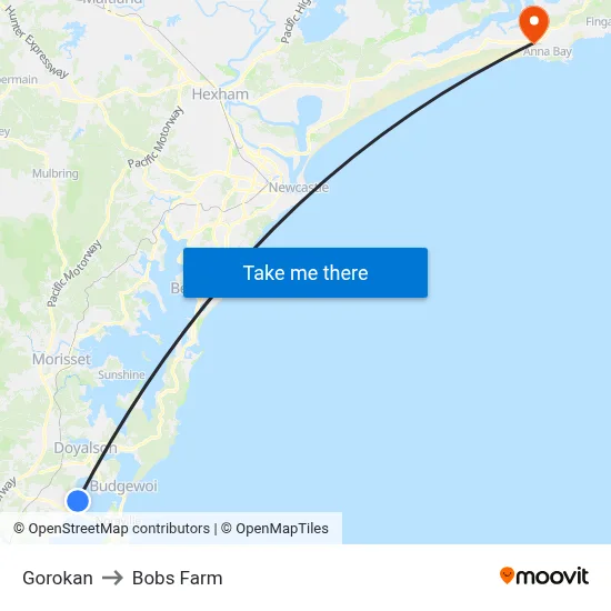 Gorokan to Bobs Farm map