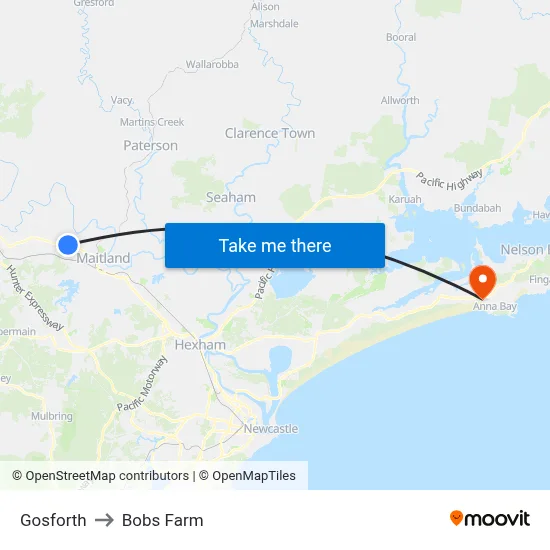 Gosforth to Bobs Farm map