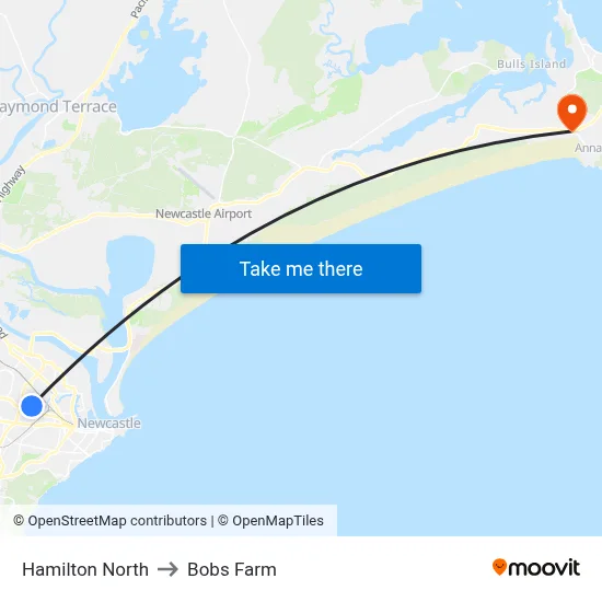 Hamilton North to Bobs Farm map