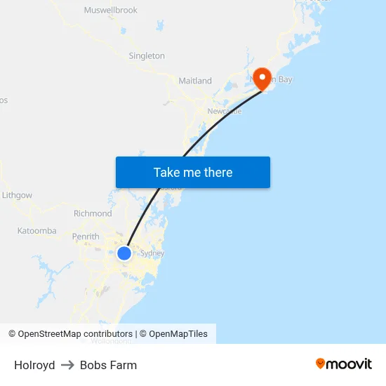 Holroyd to Bobs Farm map