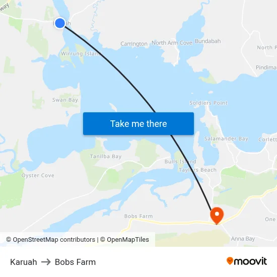 Karuah to Bobs Farm map