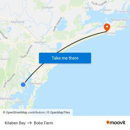 Kilaben Bay to Bobs Farm map