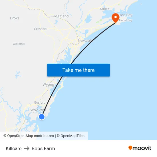 Killcare to Bobs Farm map