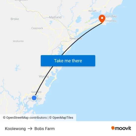 Koolewong to Bobs Farm map