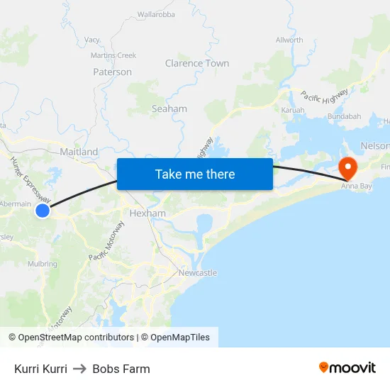 Kurri Kurri to Bobs Farm map
