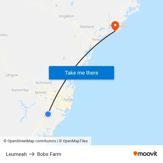 Leumeah to Bobs Farm map