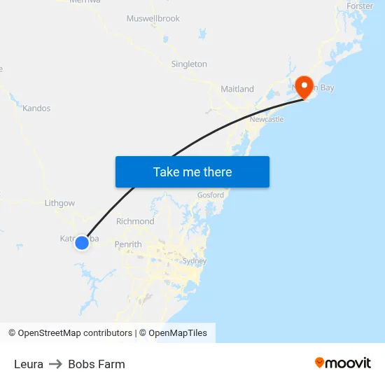 Leura to Bobs Farm map