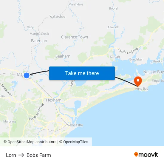 Lorn to Bobs Farm map