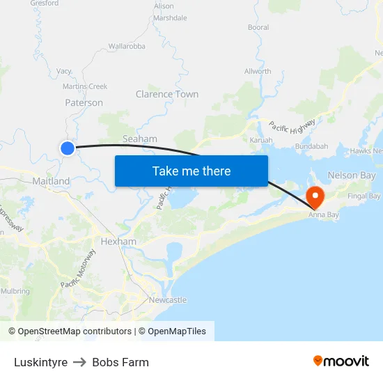 Luskintyre to Bobs Farm map