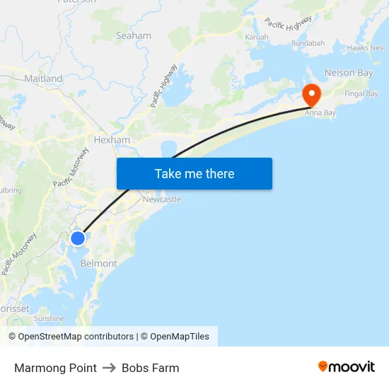 Marmong Point to Bobs Farm map