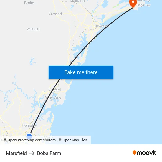 Marsfield to Bobs Farm map
