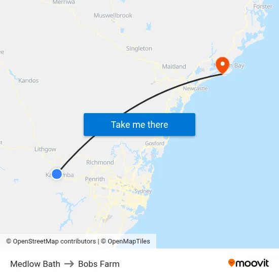 Medlow Bath to Bobs Farm map