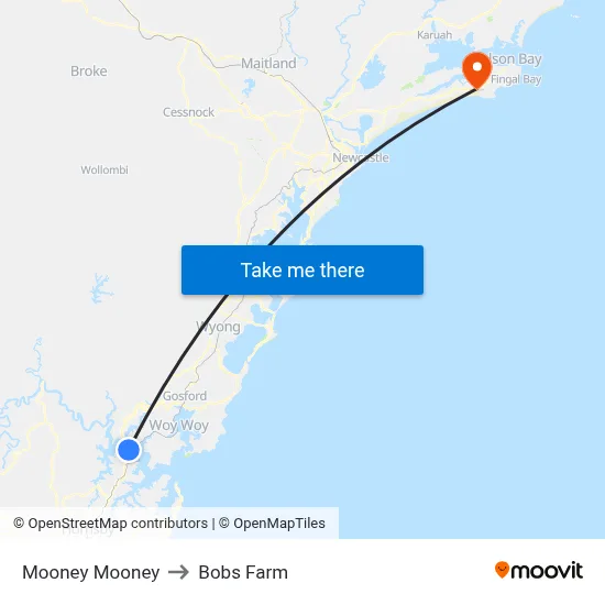 Mooney Mooney to Bobs Farm map