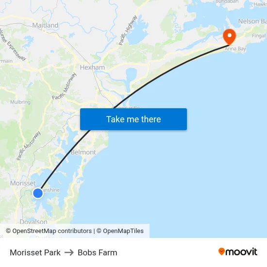 Morisset Park to Bobs Farm map
