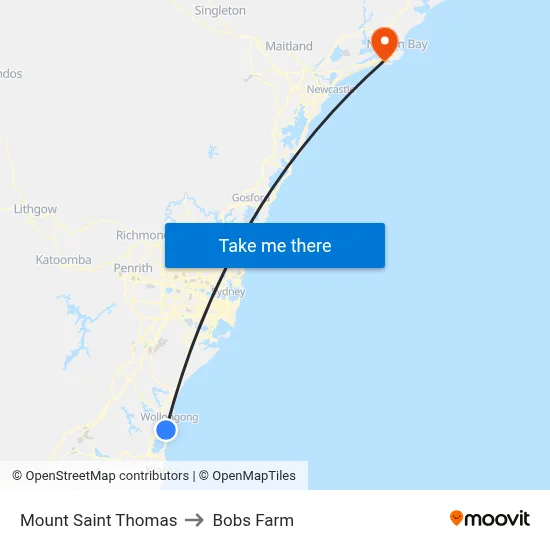 Mount Saint Thomas to Bobs Farm map