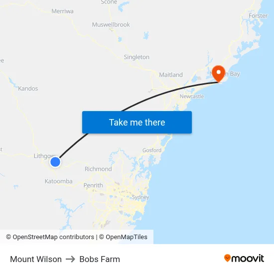 Mount Wilson to Bobs Farm map