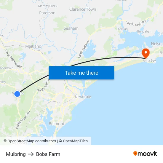 Mulbring to Bobs Farm map