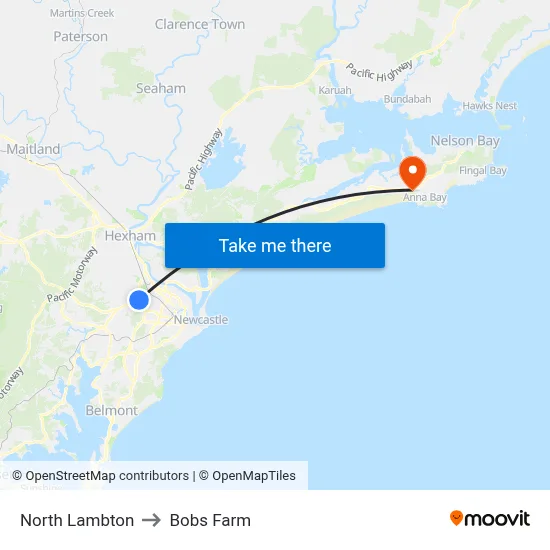 North Lambton to Bobs Farm map