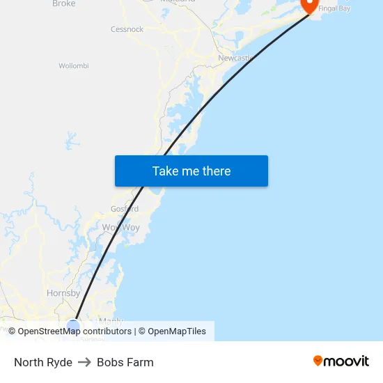 North Ryde to Bobs Farm map