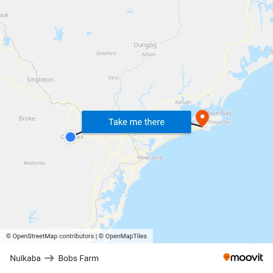 Nulkaba to Bobs Farm map