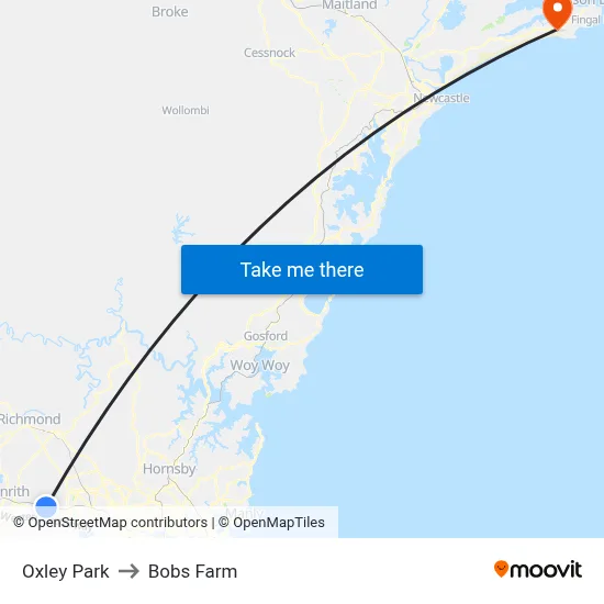 Oxley Park to Bobs Farm map