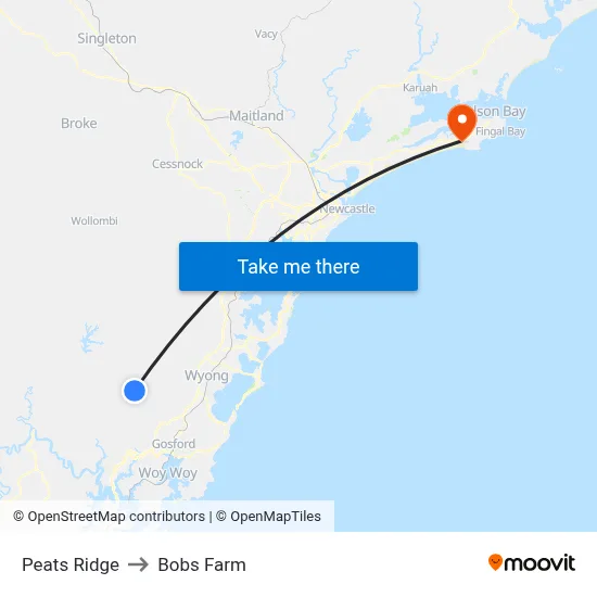 Peats Ridge to Bobs Farm map