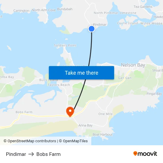 Pindimar to Bobs Farm map