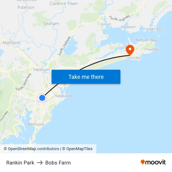 Rankin Park to Bobs Farm map