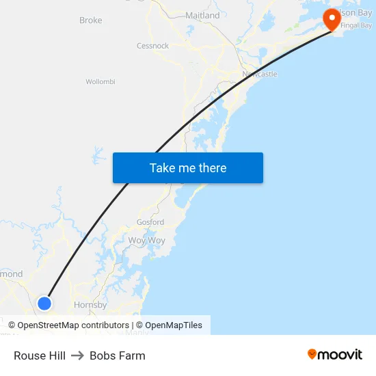 Rouse Hill to Bobs Farm map