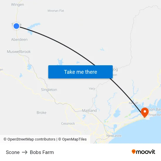 Scone to Bobs Farm map