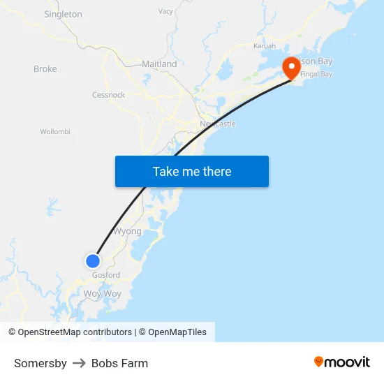 Somersby to Bobs Farm map