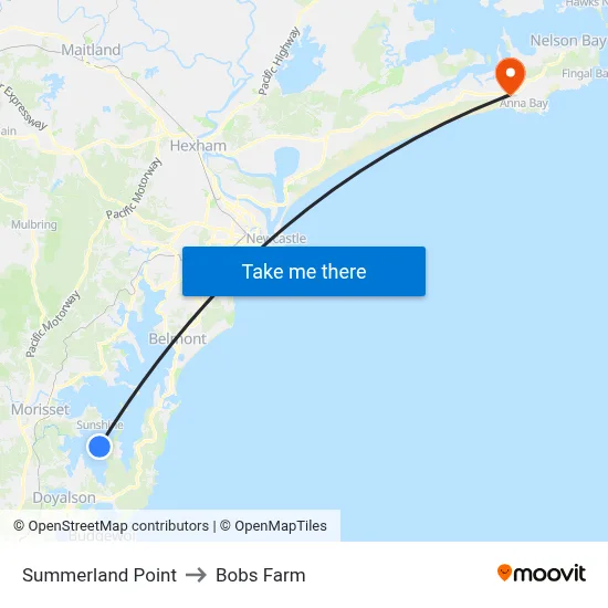 Summerland Point to Bobs Farm map