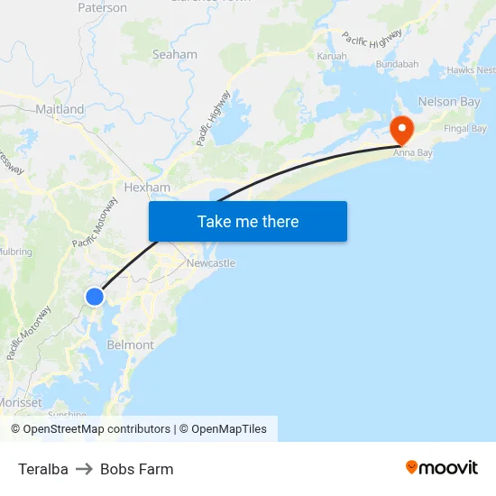Teralba to Bobs Farm map