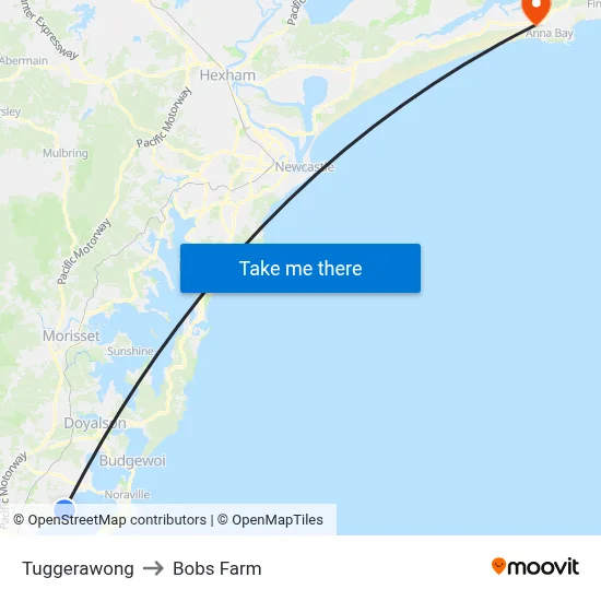 Tuggerawong to Bobs Farm map