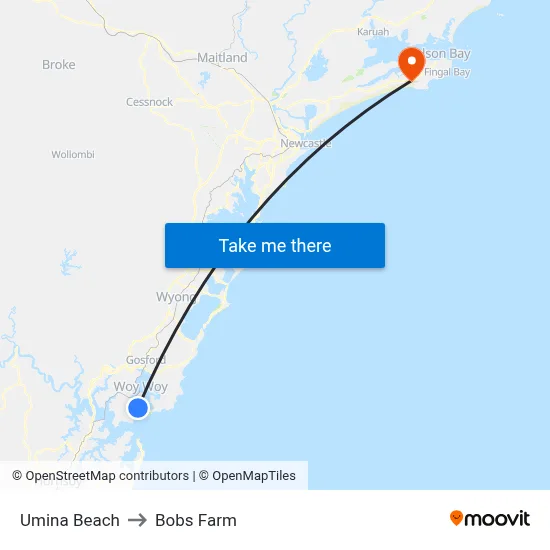 Umina Beach to Bobs Farm map