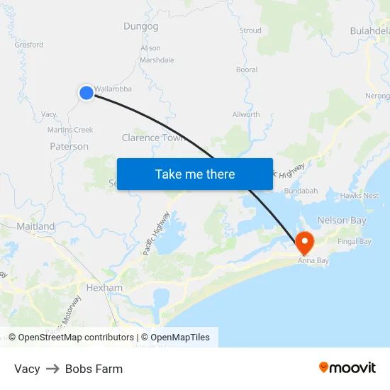 Vacy to Bobs Farm map