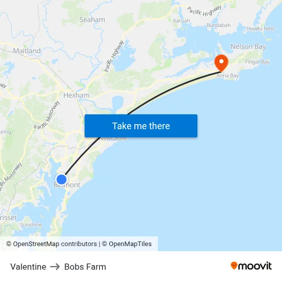 Valentine to Bobs Farm map